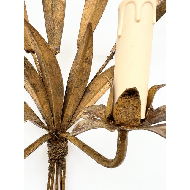Gilt Metal Wall Sconces, 1960s, Set of 2 For Sale - Image 11 of 13