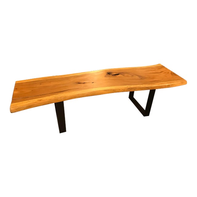 Live - Edge Wood and Iron Bench For Sale