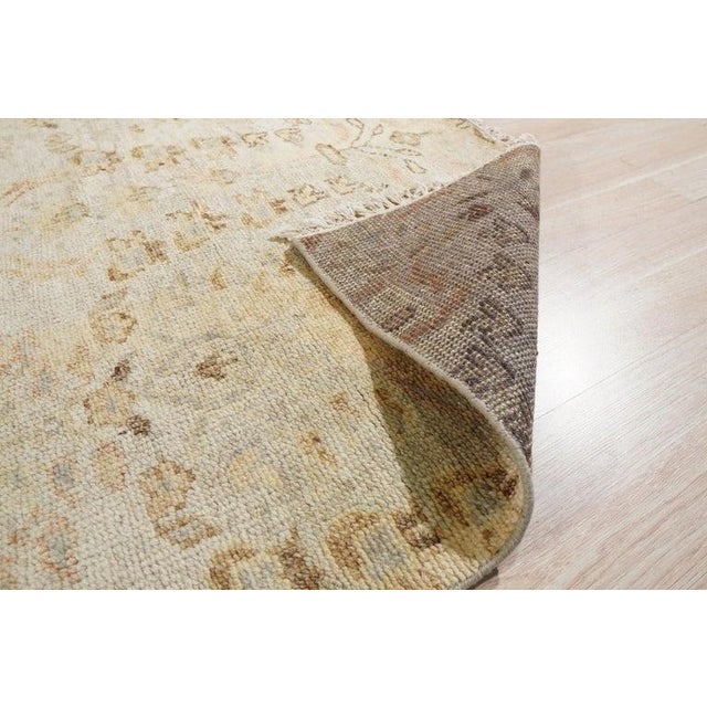 5x8 Ivory Hand-Knotted Wool Subtle Floral Canopy Geometric Modern Carpet Rug For Sale - Image 4 of 6