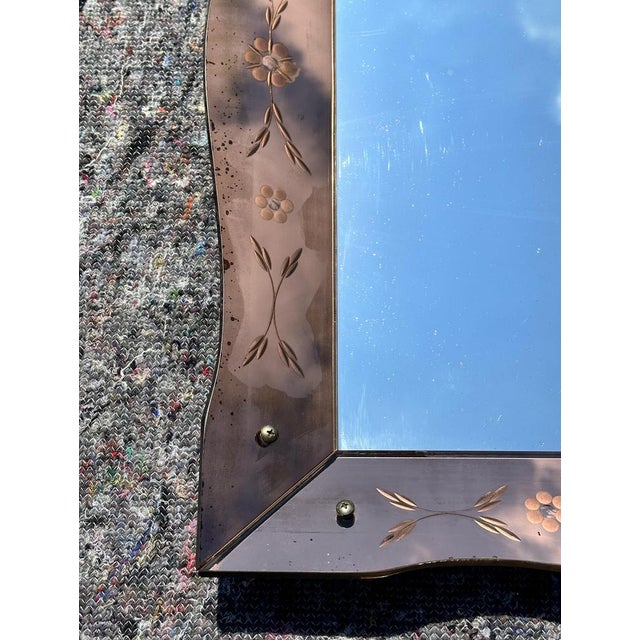 Art Deco Rose Glass Bevelled Venetian Flower Petal Mirror, 1930s For Sale - Image 10 of 18