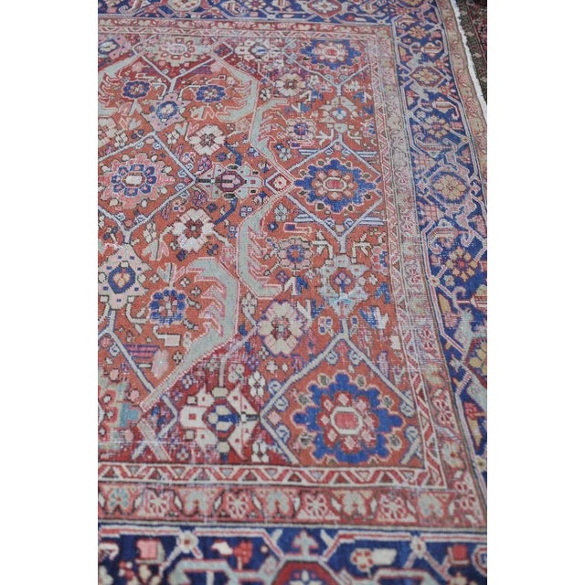 Antique Geometric Jagged Flower Pattern Rug 9.7 x 13 For Sale - Image 12 of 13