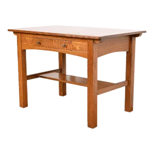 Limbert Antique Mission Oak Arts & Crafts Writing Desk or Library Table, Circa 1910