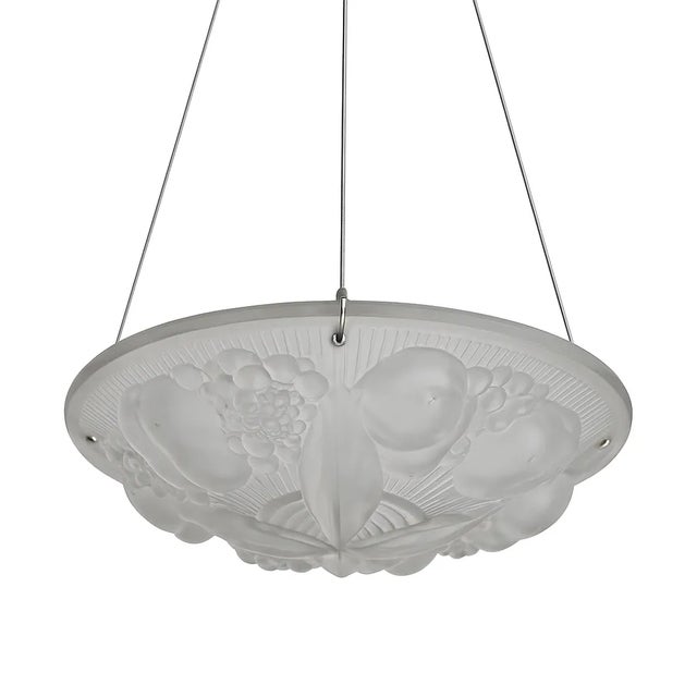 Art Deco Frosted Glass Pendant Light by Muller Frères Lunéville, 1920s For Sale - Image 10 of 10