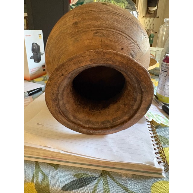 Farmhouse Hand Turned Wooden Vase/ Vessel. Made by Wood Turner Not Factory Made. Flared Rim , Hand Rubbed Finish. Mid 20th Century For Sale - Image 3 of 4