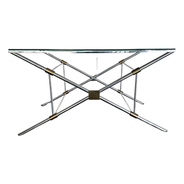 1950s Rare X-leg Console Sofa Table by John Vesey For Sale