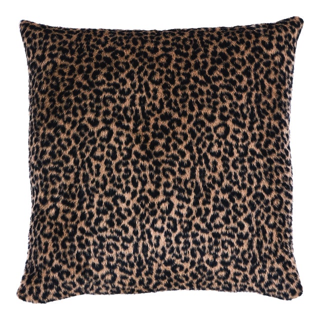 Schumacher Lilya Leopard Pillow in Natural For Sale