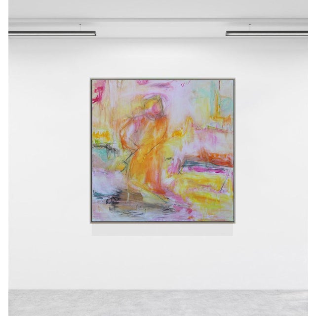 "Monk in the Tulip Garden" by Trixie Pitts Large Abstract Oil Painting For Sale - Image 9 of 9