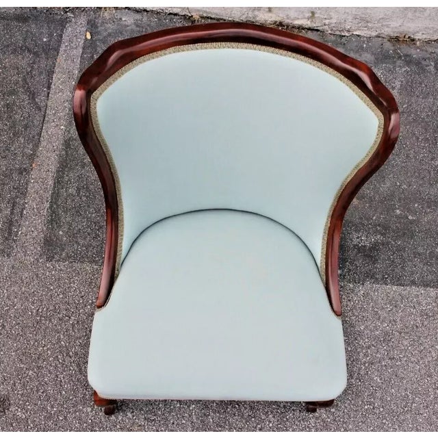 1940s 1940s Cherry Wood Regency Chairs with New Upholstery For Sale - Image 5 of 12