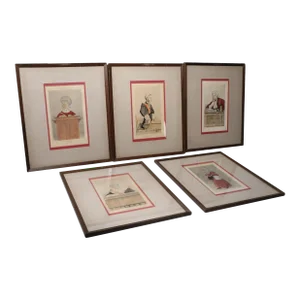 Lot of Five Framed Spy Prints