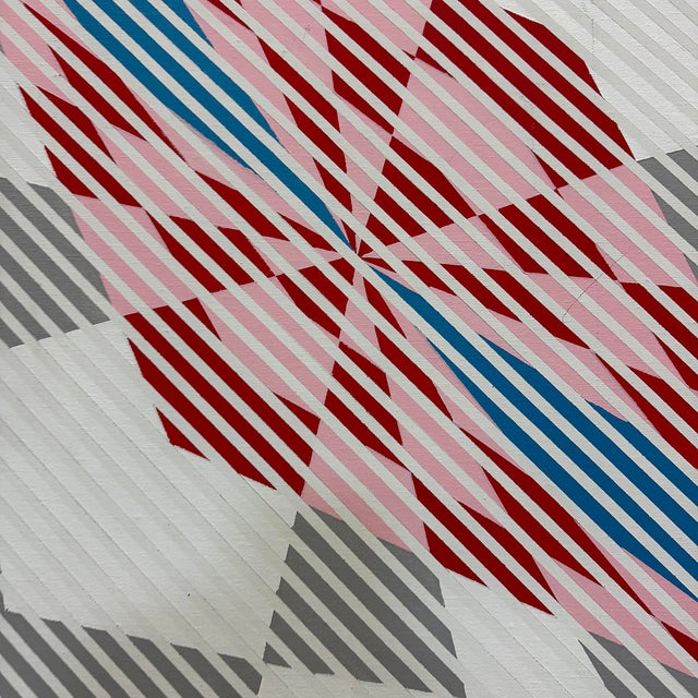 Oversized Gabe Silverman 1980s Abstract Op Art Painting, Newly Framed For Sale - Image 9 of 12