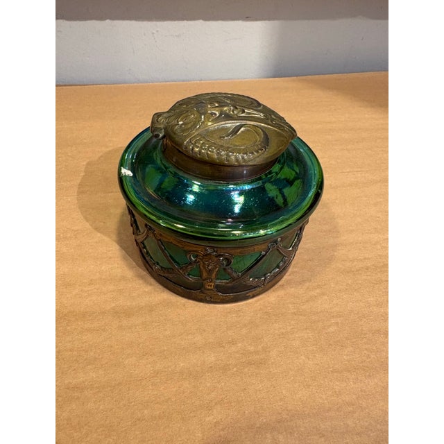 Vintage Art Nouveau Iridescent Glass Inkwell For Sale In Boston - Image 6 of 7