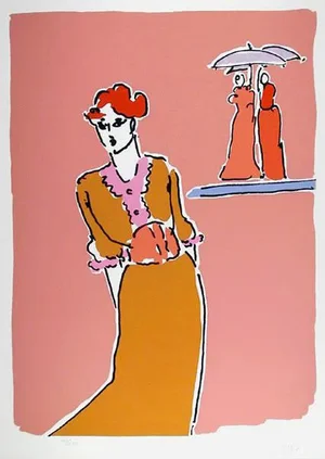 Peter Max, Two With Umbrellas, Lithograph