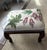English Antique Carved Mahogany Foot Stool With Botanical Upholstered Seat For Sale - Image 3 of 5