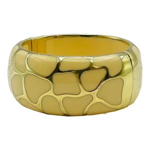 1980s Angelique De Paris Wide Resin & Gold Vermeil Hinged Bangle Bracelet