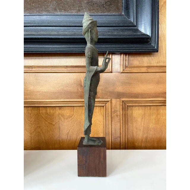 Gray Antique Lopburi Buddha Statue from Thailand For Sale - Image 8 of 13