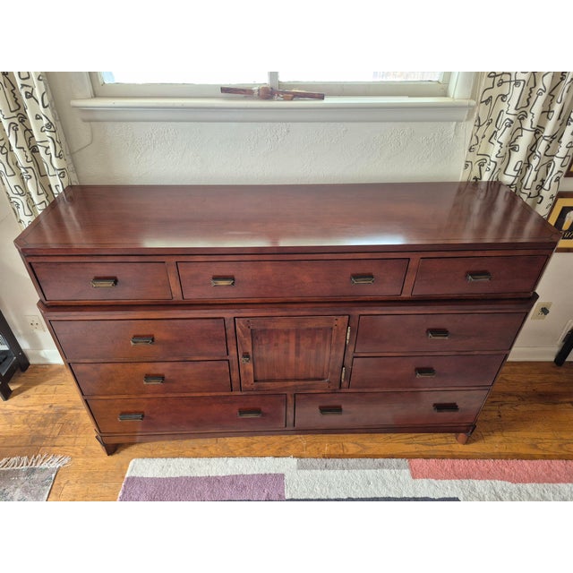 Mission Mission Revival Dresser & Mirror Set For Sale - Image 3 of 13