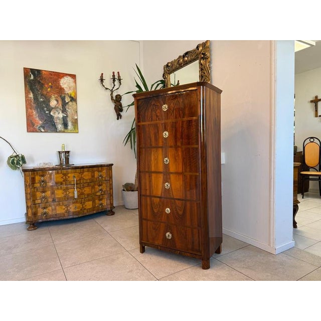 Antique Biedermeier Walnut Cabinet For Sale - Image 3 of 13