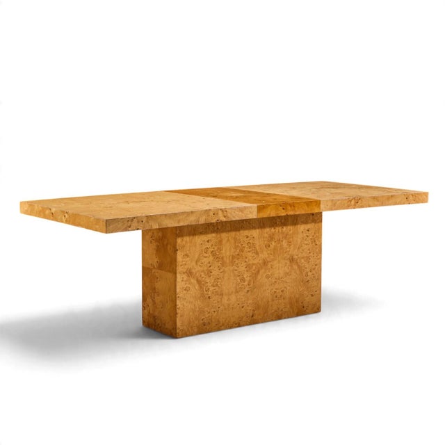 Milo Baughman for Thayer Coggin Mid Century Burlwood Expanding Dining Table With 2 Leaves For Sale - Image 9 of 13