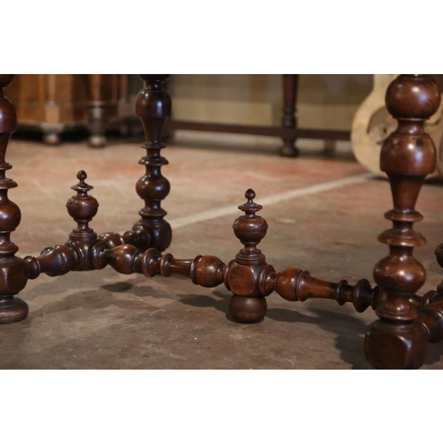 Wood 18th Century French Louis XIII Carved Walnut Turned-Leg Side Table With Drawer For Sale - Image 7 of 12