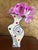 Empress Arts handpainted ceramic vase with wavy urn shape, colorful dots, and stripe and swirl pattern. Made in 1999. Cool...