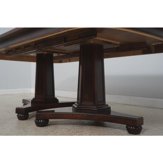 1990s Henredon Mahogany Double Pedestal Inlaid Dining Table For Sale - Image 5 of 18