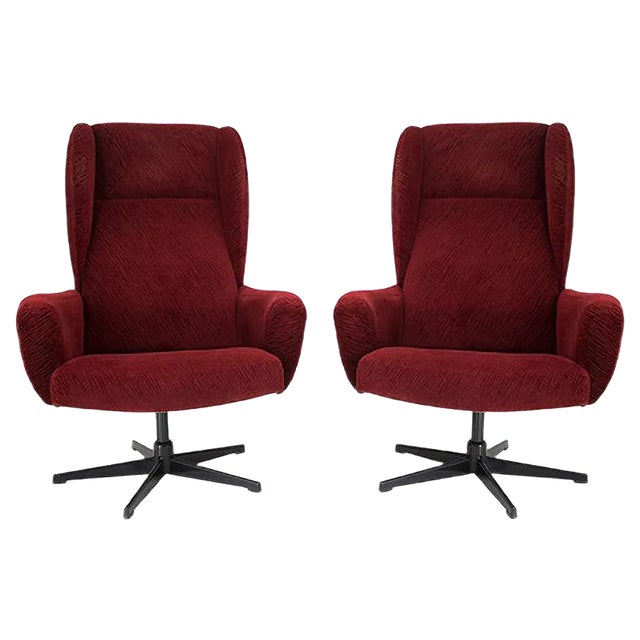 Red Swivel Chair, 1980s For Sale