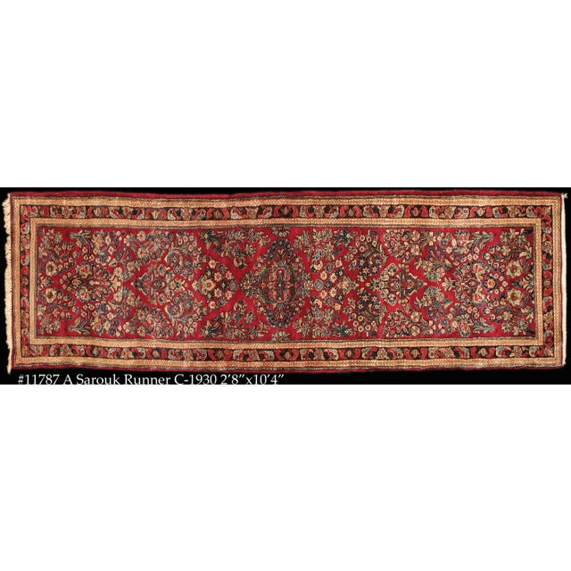 Traditional Antique Persian Sarouk Runner, 31"x 126" For Sale - Image 3 of 11
