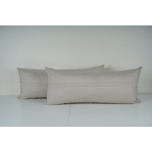 1990s Hand Embroidered Suzani Lumbar Pillow Covers – A Pair For Sale - Image 5 of 5