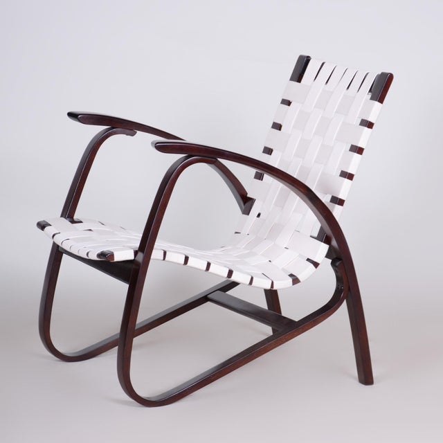Brown Vintage Art Deco Armchair in Beech by Jan Vaněk, Czech, 1930s For Sale - Image 8 of 8