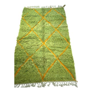 Lime Green Diamond Wool Moroccan Beni Ourain Rug For Sale