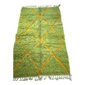 Lime Green Diamond Wool Moroccan Beni Ourain Rug