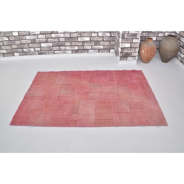 Turkish Pink Vintage Hemp Kilim Rug For Sale - Image 3 of 10