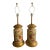 Pair of Crackled Painted Metal Jars Adapted as Lamps on Wood Bases, Late 20th Century For Sale
