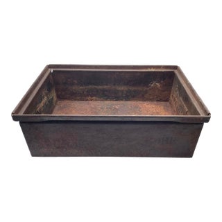 Antique Ase. Co Aurora Il Steel Metal American Industrial 18.75" Stackable Storage Bin For Sale
