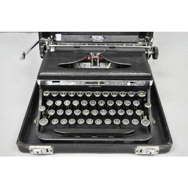 Vintage 1930s Royal De Luxe/Deluxe Touch Control Manual Typewriter with Carrying Case. Circa Early 20th Century....