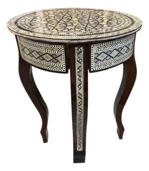 Abalone Inlay and Wood Side Table