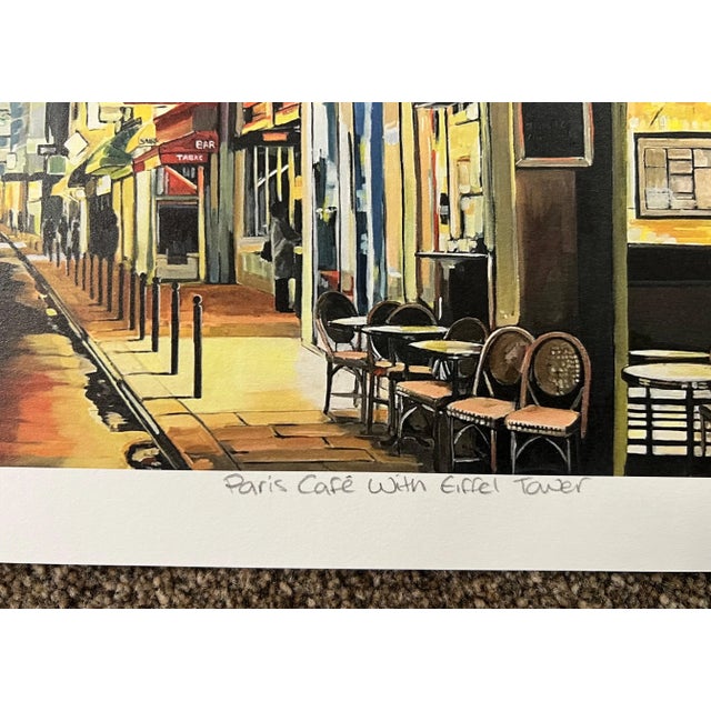Limited Edition Print of Paris Café With Eiffel Tower France by British Artist Angela Wakefield For Sale - Image 6 of 7