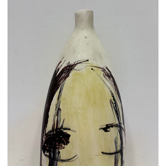 Huge Mexican Artist Yuri Zatarain Face Vase Painted on Both Sides, Oleo Series For Sale - Image 4 of 7