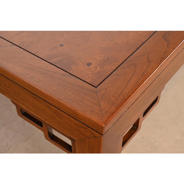 Brown Michael Taylor for Baker Far East Collection Walnut and Burl Wood Dining Table, Newly Refinished For Sale - Image 8 of 13