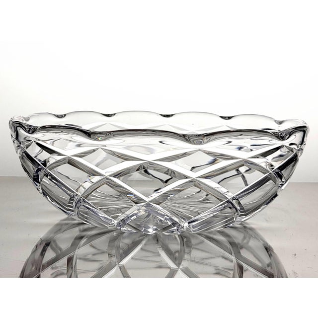 2000 - 2009 Stuart Crystal Bowl Lead Cut Crystal Centerpiece Intersecting Arches Scalloped For Sale - Image 5 of 11