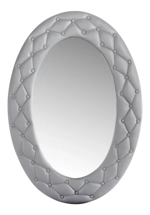 Carolina Upholstered Oval Mirror in Gray, Showroom Sample