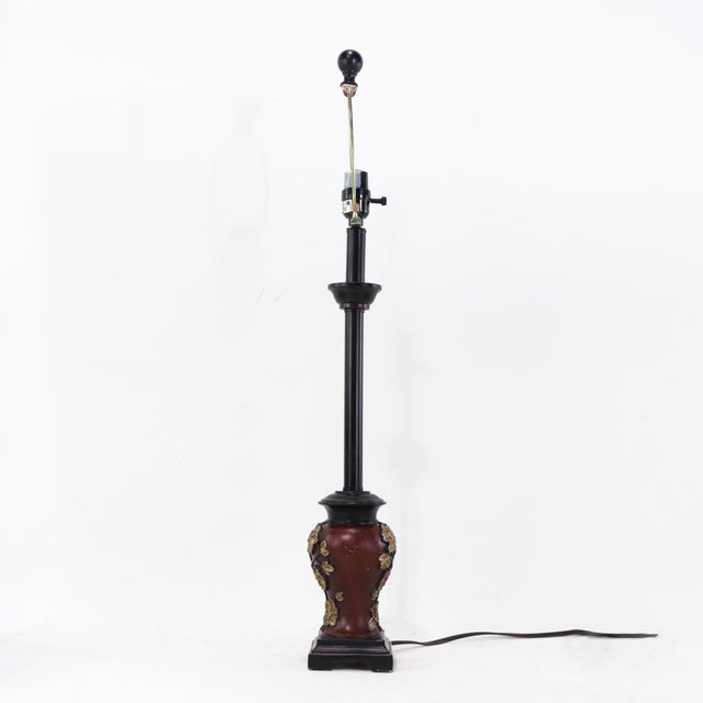 Early 21st Century Pair of Vintage Black and Gold Chinoiserie Resin Accent Lamps For Sale - Image 5 of 14
