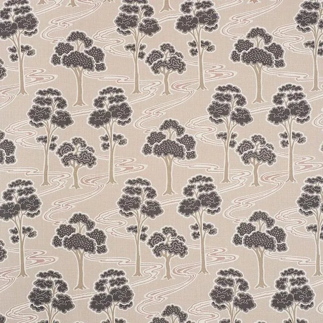 Schumacher Tree River Fabric in Blush For Sale