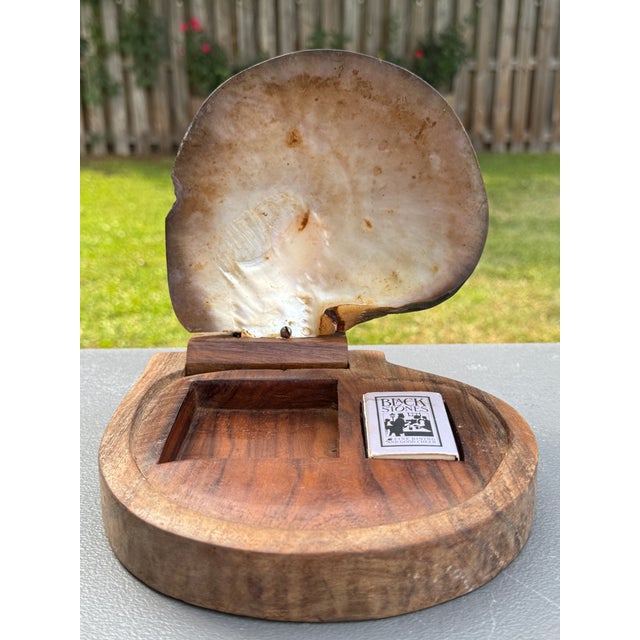 1950s Alexander Noll Carved Wood & Mother of Pearl Lidded Cigarette Box For Sale - Image 9 of 13