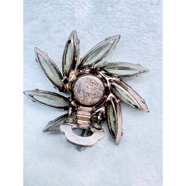 1960s Juliana D&E Brooch Earrings Set Black Diamond Navettes Crystal Starburst, 3 Pieces For Sale - Image 9 of 11