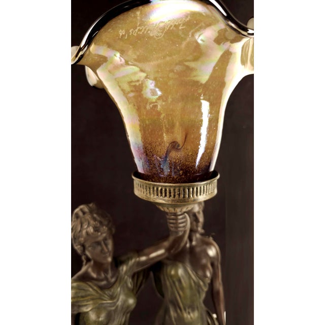 Late 20th Century 2 Maidens Sculpture Table Lamp With Todd Phillips Glass Shade For Sale In Los Angeles - Image 6 of 6
