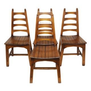 Vintage Arts and Crafts Style Dining Chairs from Webber, 1950s, Set of 4 For Sale
