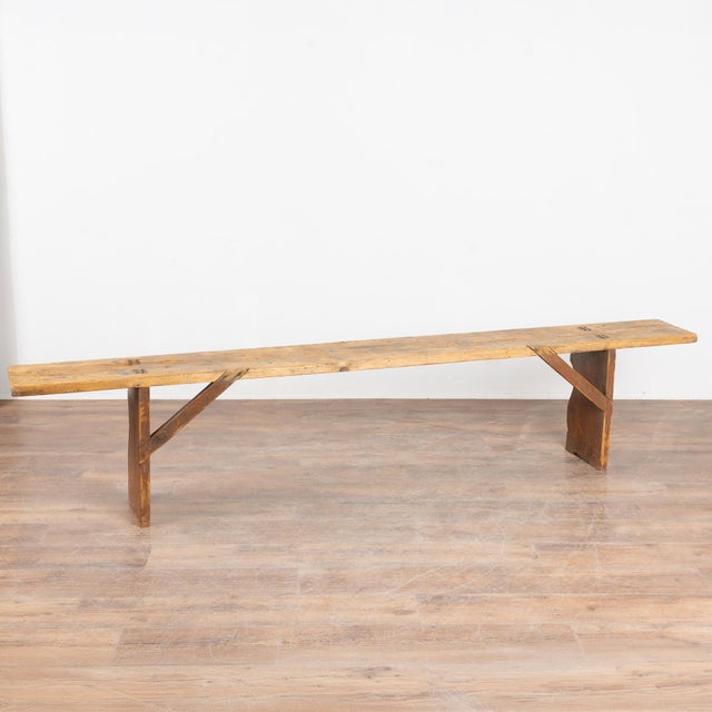 Early 20th Century Rustic Pine Plank Narrow Bench For Sale - Image 14 of 14