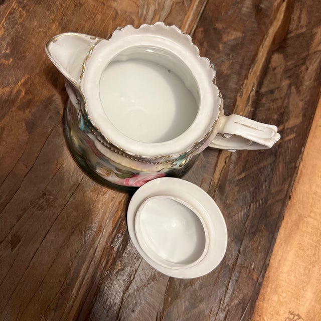 Ceramic Early 1900s Rs Prussia Jeweled Syrup Pitcher With Lid For Sale - Image 7 of 12
