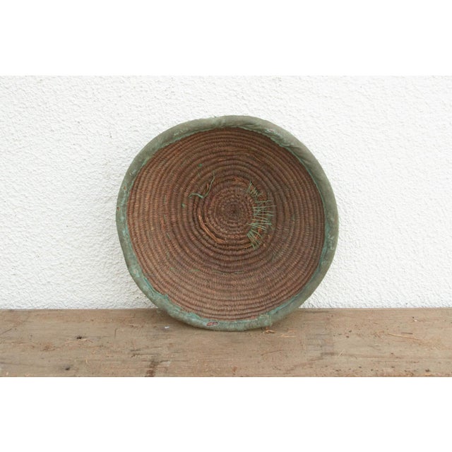 19th Century Rustic Coiled Basket With Textile Rim For Sale - Image 5 of 7